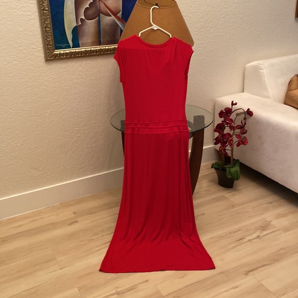 Chesley and Theodore Long rayon spandex dress size 4 red - Picture 2 of 2